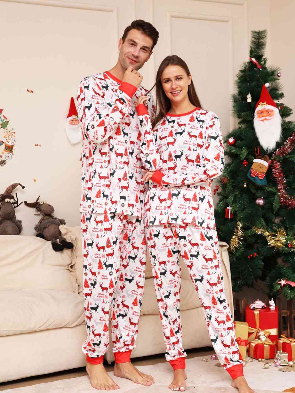Full Size Reindeer Print Top and Pants Set - Bottoms - Outfit Sets - 3 - 2024