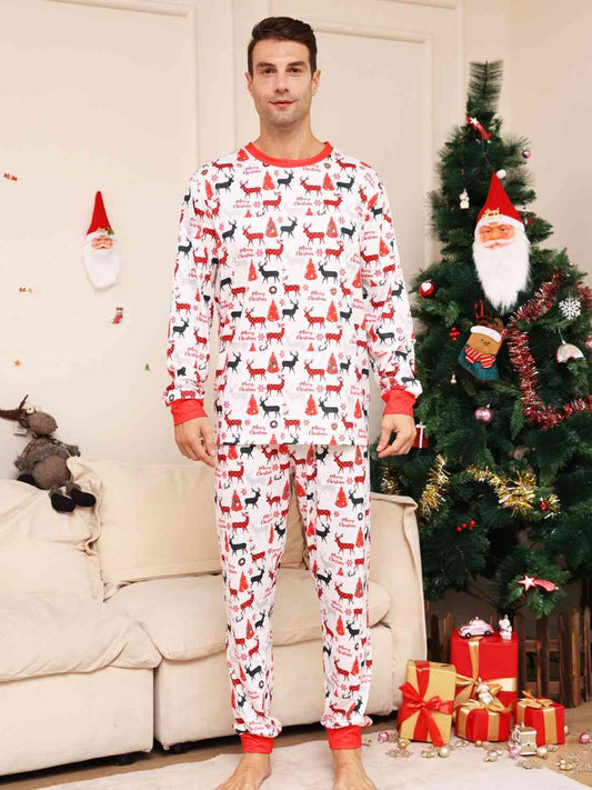 Full Size Reindeer Print Top and Pants Set - Kawaii Stop - Basic Two-Piece, Christmas, Christmas Style, Comfortable Fit, Cozy Ensemble, Festive Attire, Festive Fashion, Holiday Loungewear, Holiday Outfit, Lounge in Style, Playful Design, Reindeer Set, Seasonal Cheer, Ship From Overseas, Women's Clothing, Z.Y@