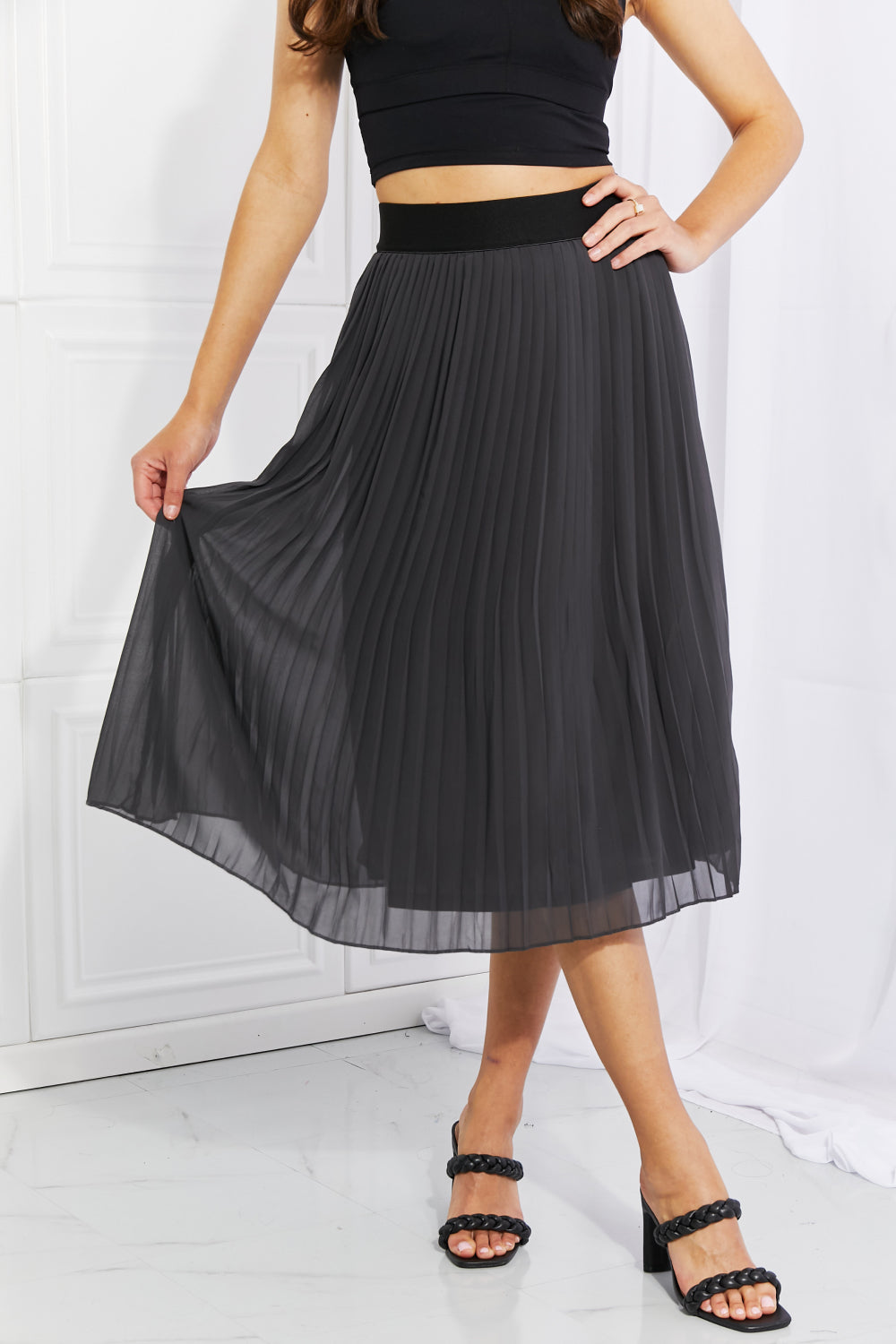 Full Size Romantic At Heart Pleated Chiffon Midi Skirt - Bottoms - Skirts - 4 - 2024