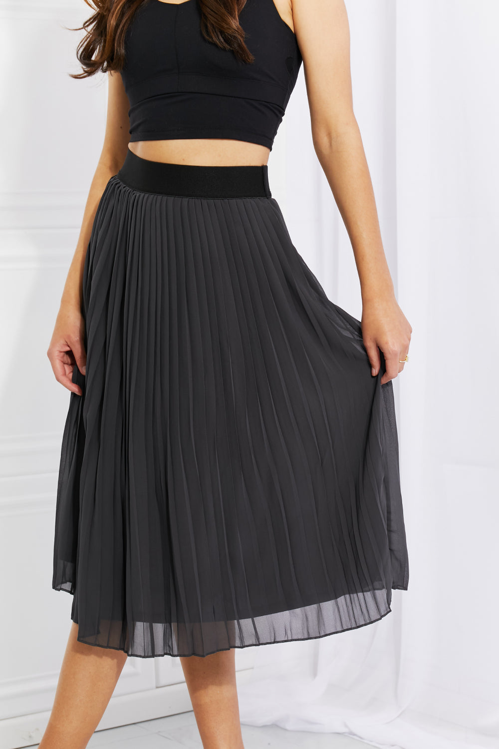 Full Size Romantic At Heart Pleated Chiffon Midi Skirt - Bottoms - Skirts - 5 - 2024