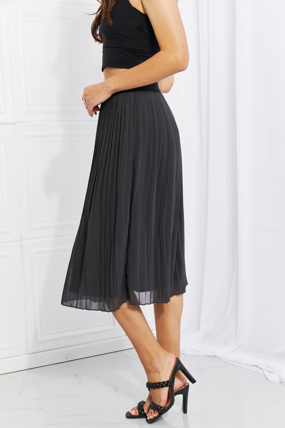 Full Size Romantic At Heart Pleated Chiffon Midi Skirt - Bottoms - Skirts - 3 - 2024