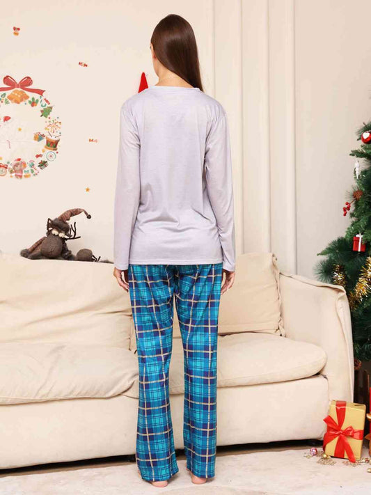 Full Size Rudolph Graphic Long Sleeve Top and Plaid Pants Set - Bottoms - Outfit Sets - 2 - 2024