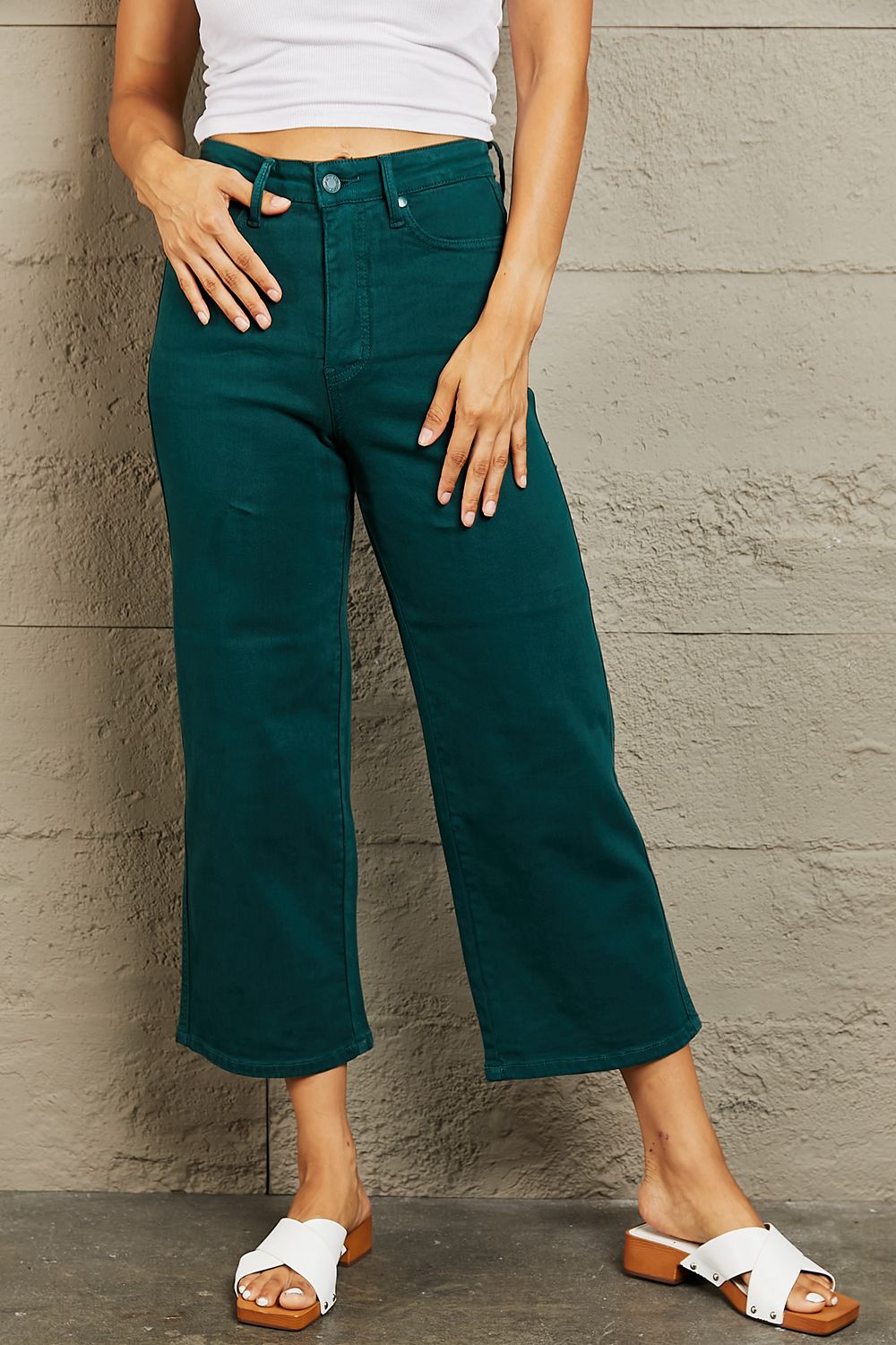 Full Size Tummy Control High Waisted Cropped Wide Leg Jeans - Bottoms - Pants - 6 - 2024