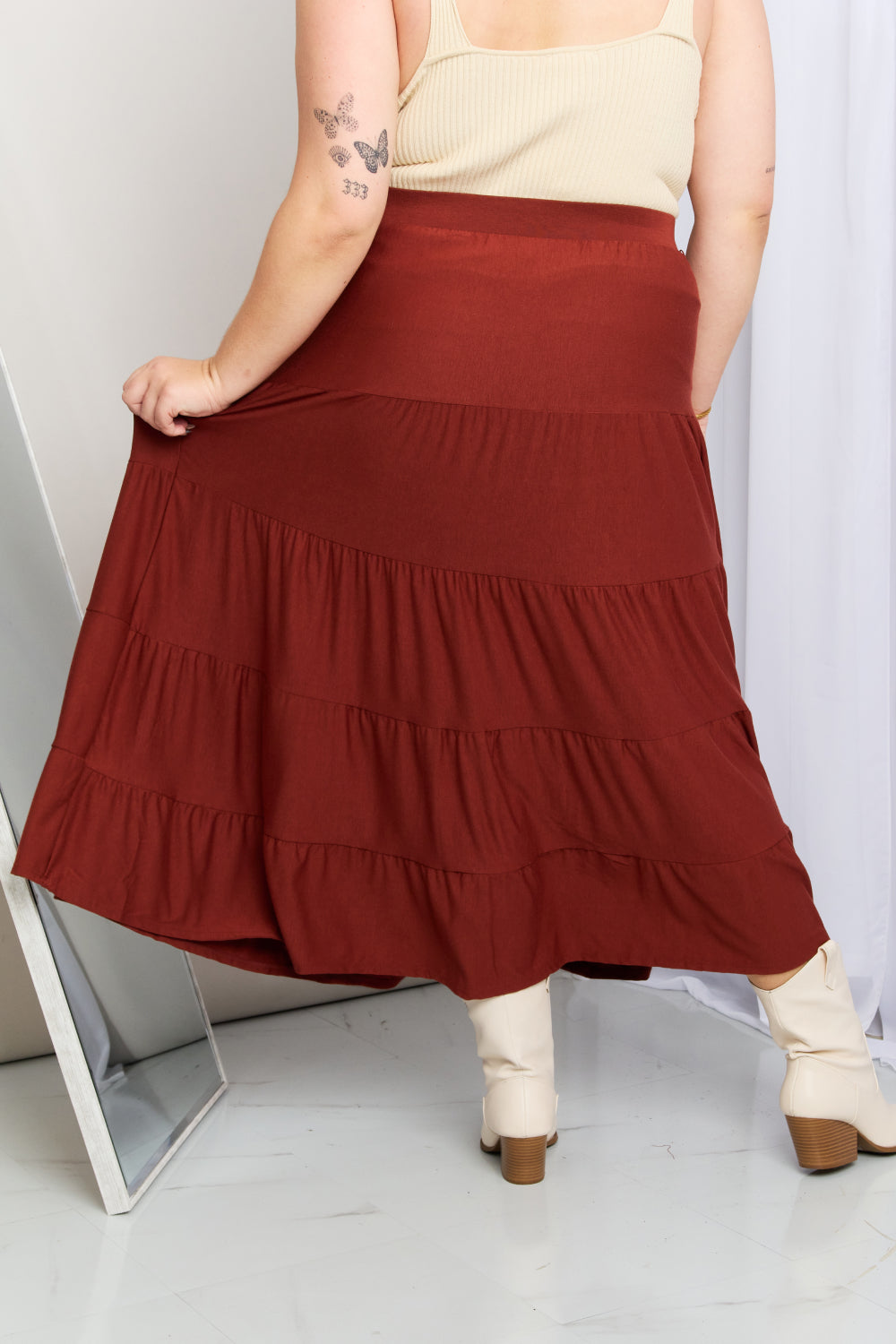 Full Size Wide Waistband Tiered Midi Skirt - Bottoms - Skirts - 9 - 2024