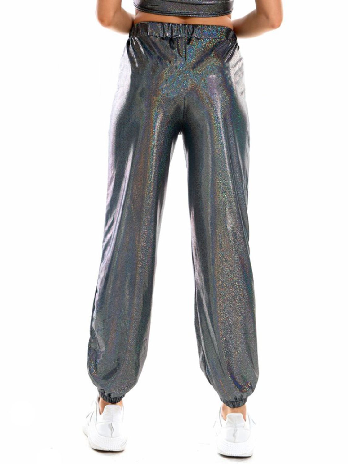 Glitter Elastic Waist Pants with Pockets - Bottoms - Pants - 6 - 2024