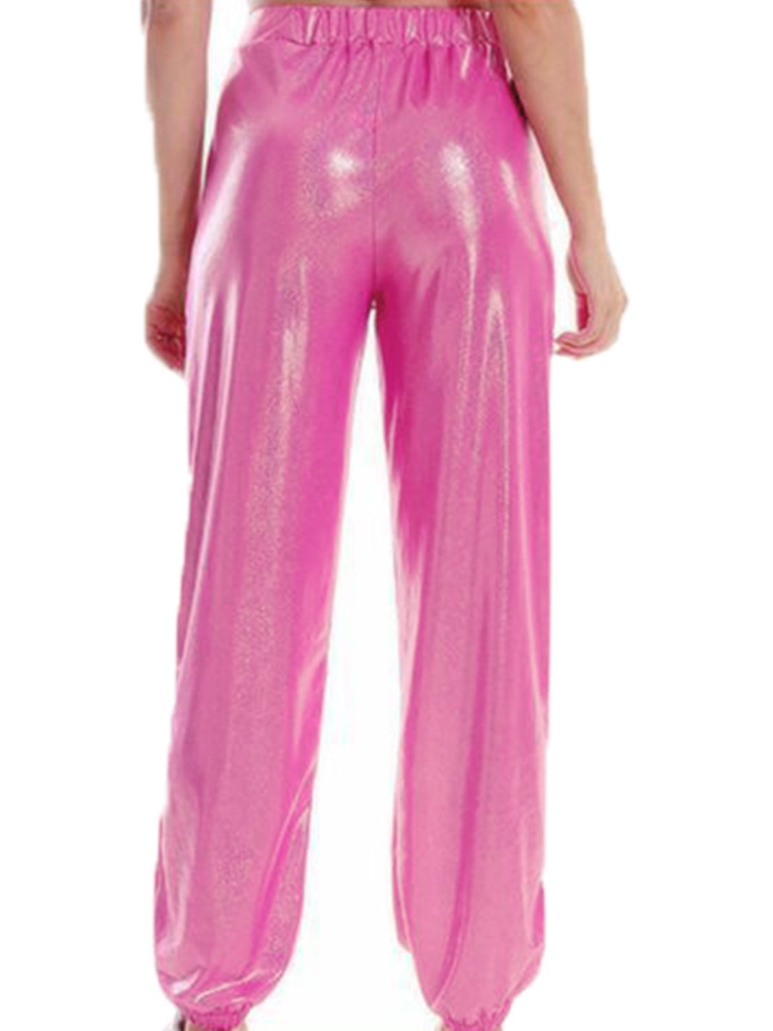 Glitter Elastic Waist Pants with Pockets - Bottoms - Pants - 3 - 2024