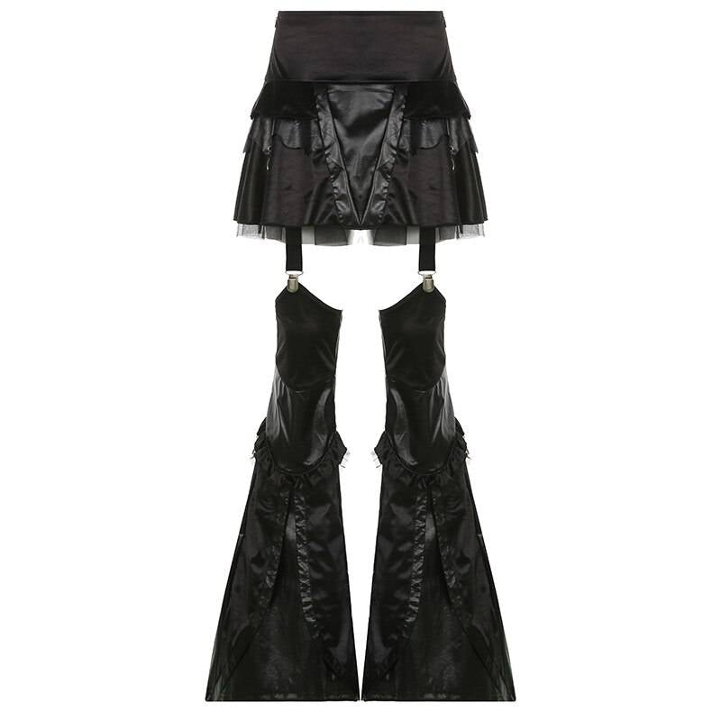 Gothic Black Mini Skirt With Flare Pants - Bottoms - Shirts & Tops - 20 - 2024