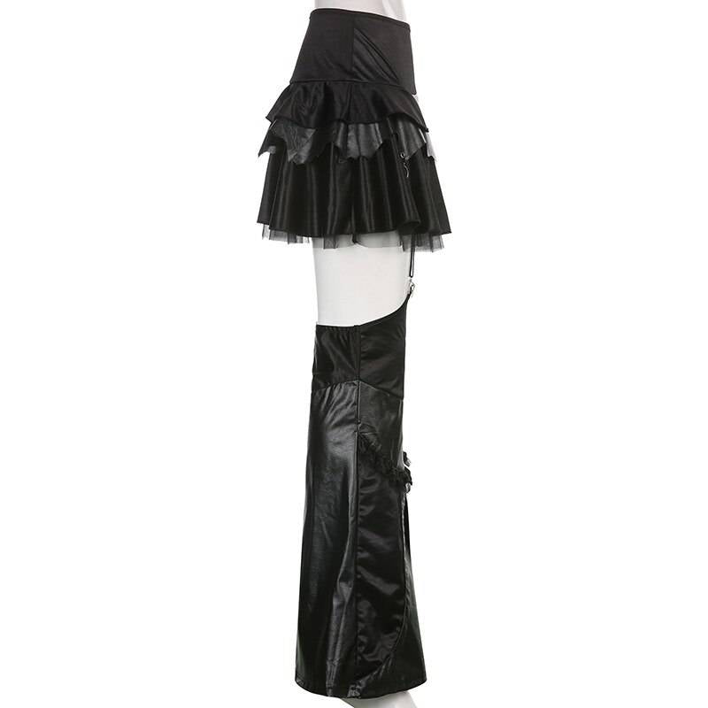 Gothic Black Mini Skirt With Flare Pants - Bottoms - Shirts & Tops - 7 - 2024
