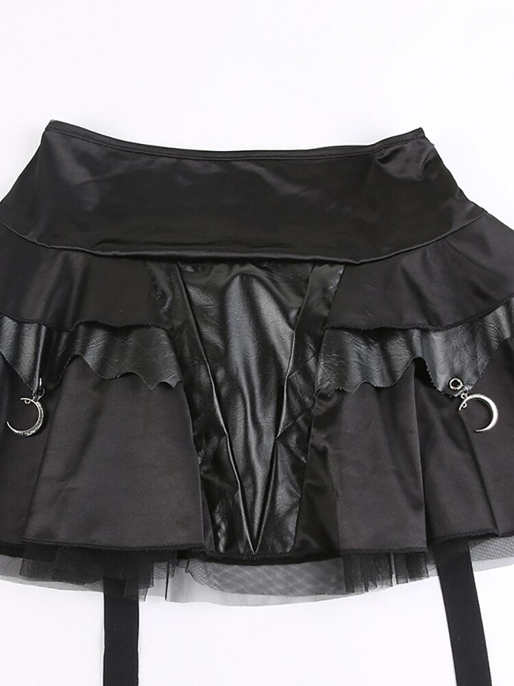 Gothic Black Mini Skirt With Flare Pants - Bottoms - Shirts & Tops - 3 - 2024