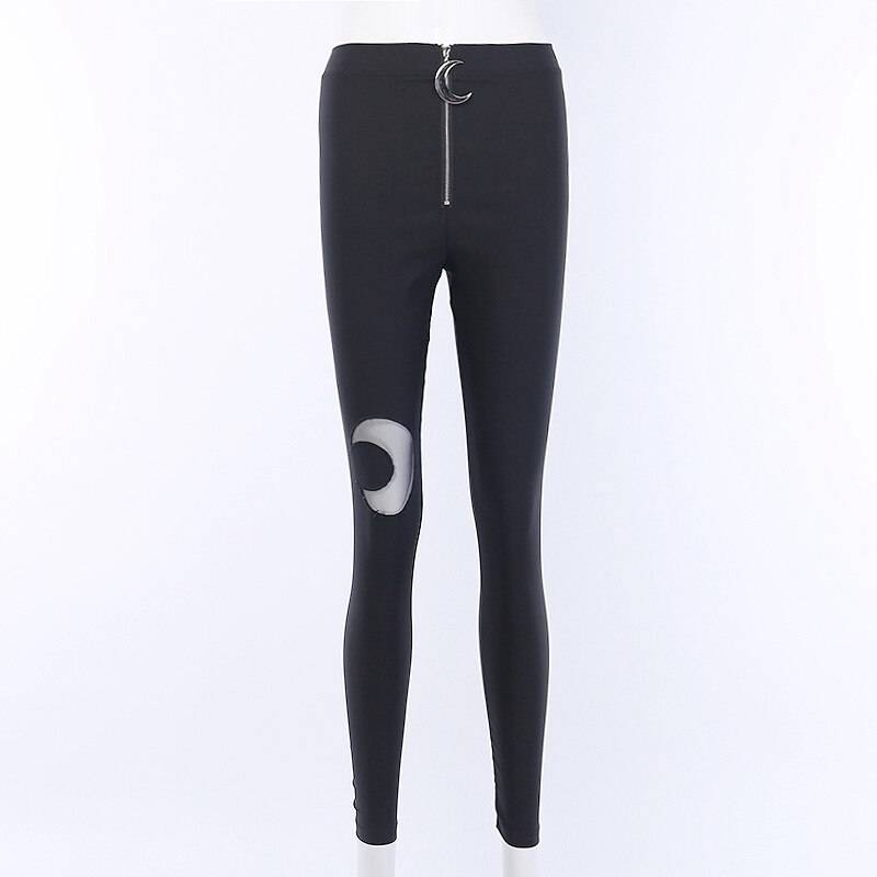 Gothic Crescent Moon Cutout Pants - Bottoms - Pants - 10 - 2024