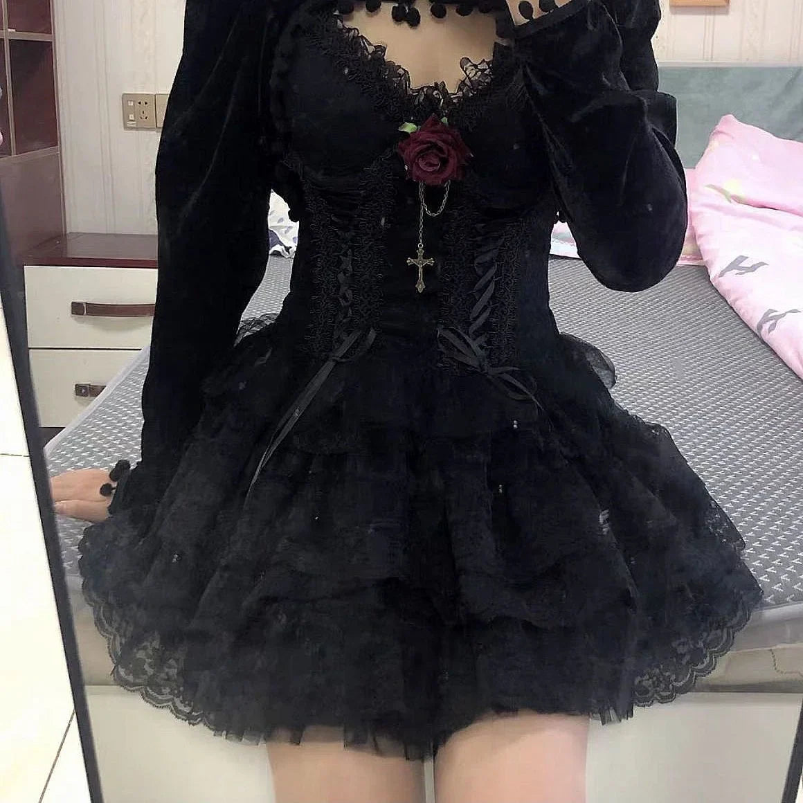 Gothic Lace Tutu Skirt - Sexy Black Mesh Detail Mini Petticoat - Bottoms - Skirts - 4 - 2024
