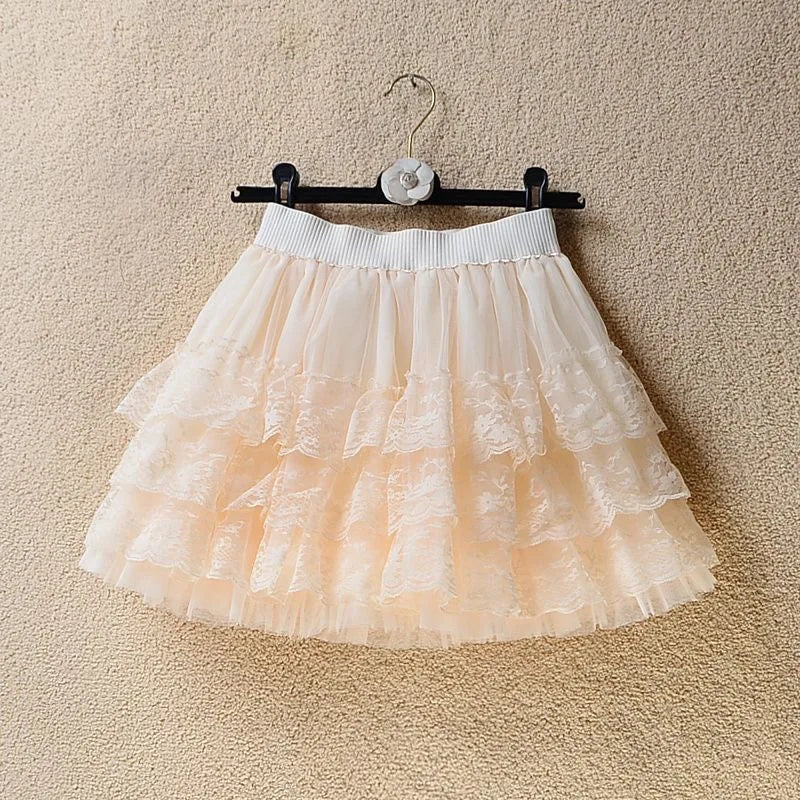 Gothic Lace Tutu Skirt - Sexy Black Mesh Detail Mini Petticoat - Apricot Skirt / S - Bottoms - Skirts - 9 - 2024