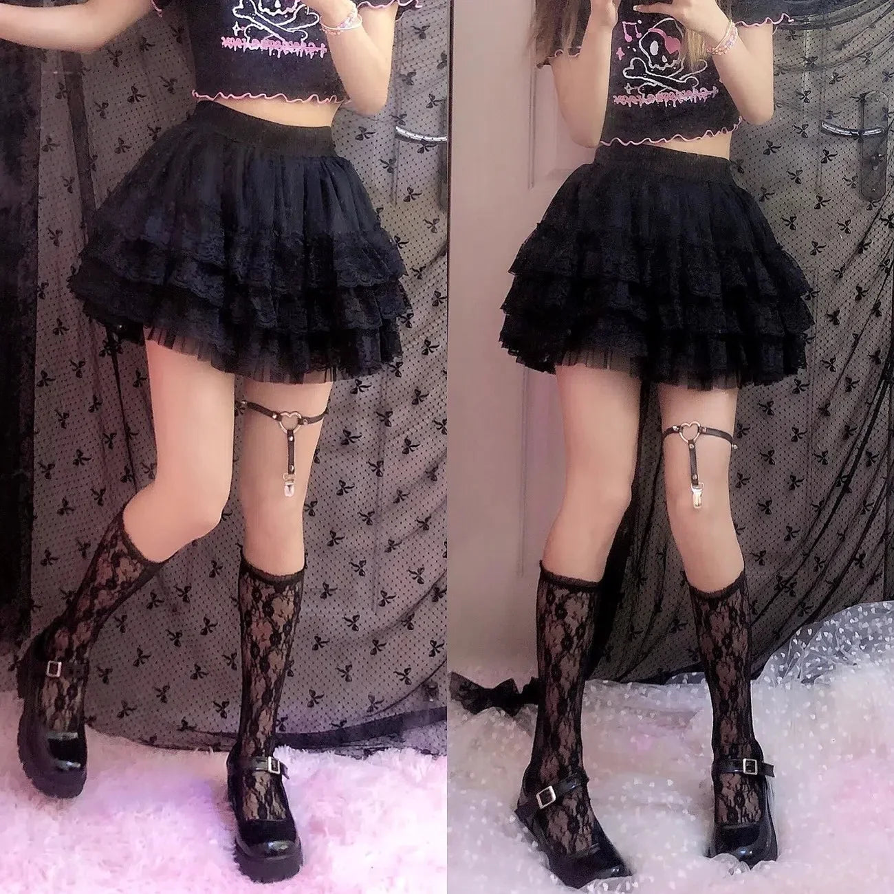 Gothic Lace Tutu Skirt - Sexy Black Mesh Detail Mini Petticoat - Bottoms - Skirts - 1 - 2024