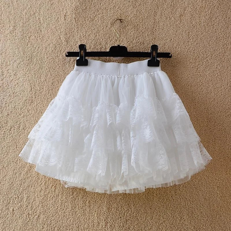 Gothic Lace Tutu Skirt - Sexy Black Mesh Detail Mini Petticoat - White Skirt / S - Bottoms - Skirts - 12 - 2024