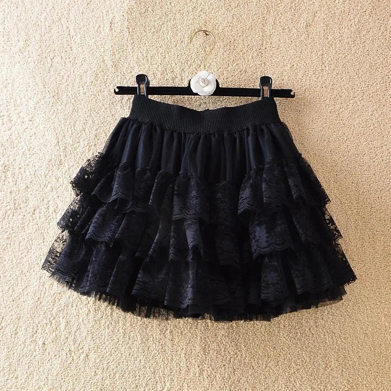 Gothic Lace Tutu Skirt - Sexy Black Mesh Detail Mini Petticoat - Black Skirt / S - Bottoms - Skirts - 11 - 2024