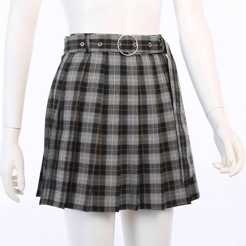 Grunge Plaid Pleated Mini Skirt - Bottoms - Shirts & Tops - 14 - 2024