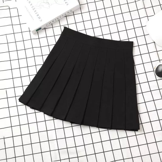 Harajuku Kawaii Fashion Korean Style Y2K Aesthetic Neutral Colors Pleated Tennis Skirt - Black / XS - Bottoms - Skirts