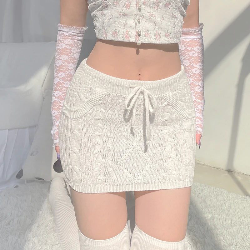 Harajuku Kawaii Fashion Y2K Aesthetic Low Rise Knitted Mini Skirt - Bottoms - Mini Skirts - 6 - 2024