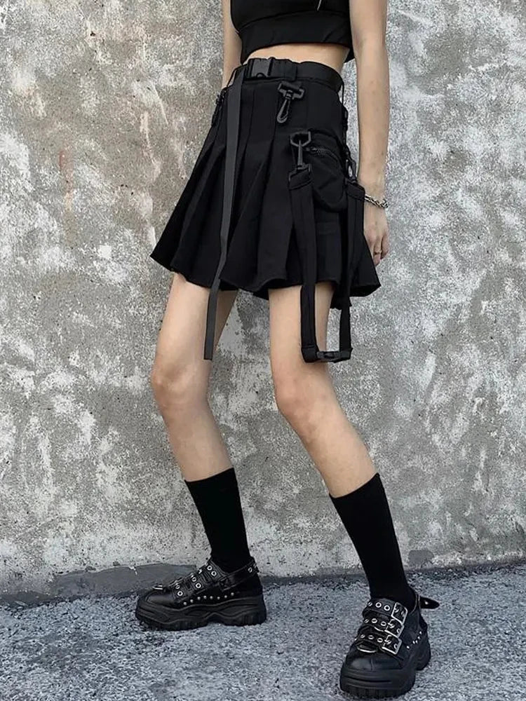 Harajuku Streetstyle Tactical Utility Skirt (Black/Grey) - Bottoms - Skirts - 4 - 2024