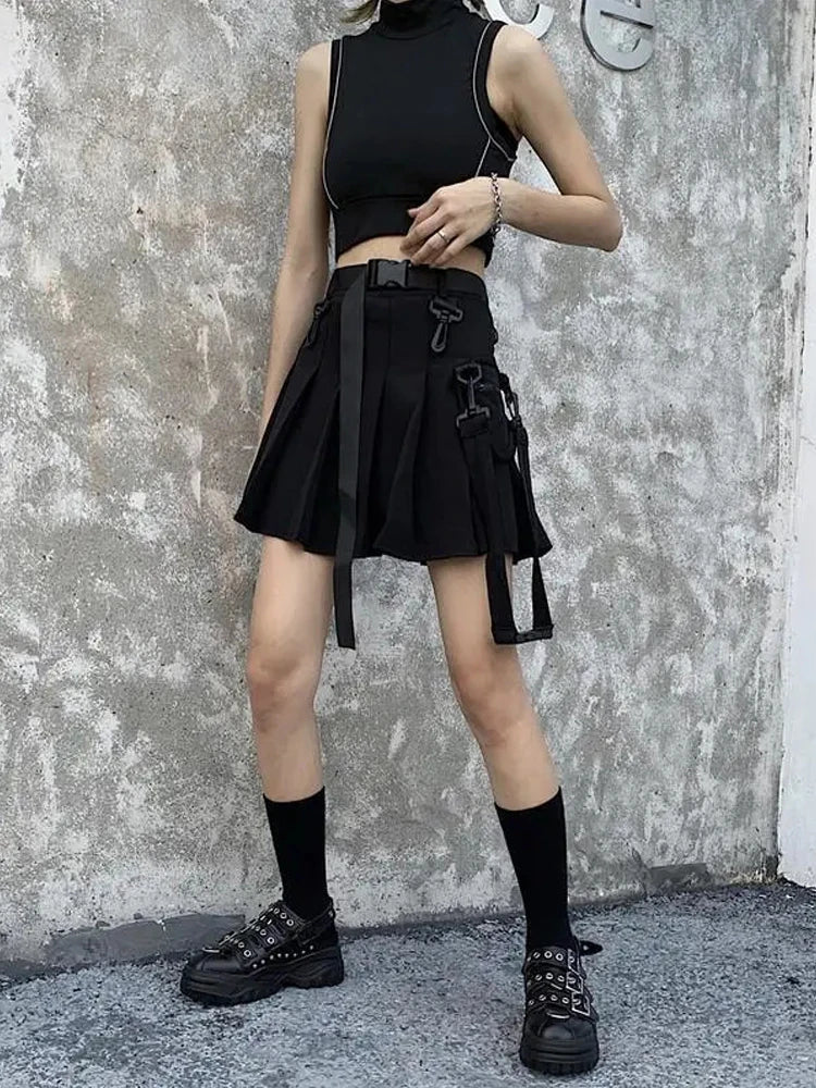 Harajuku Streetstyle Tactical Utility Skirt (Black/Grey) - Bottoms - Skirts - 3 - 2024