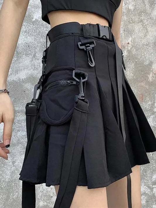Harajuku Streetstyle Tactical Utility Skirt (Black/Grey) - Black / S - Bottoms - Skirts - 1 - 2024