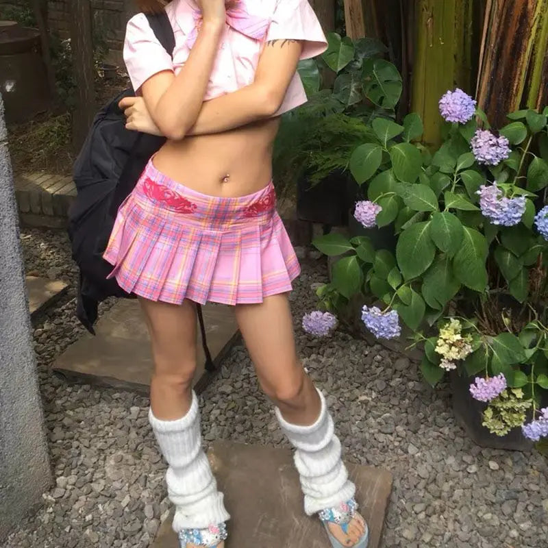 Harajuku Y2K Aesthetic Tartan Hot Pink Plaid Skirt - Bottoms - Skirts - 12 - 2024