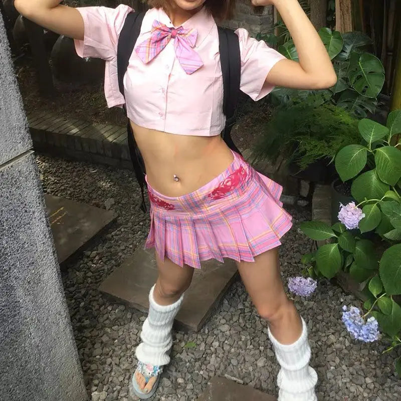 Harajuku Y2K Aesthetic Tartan Hot Pink Plaid Skirt - Bottoms - Skirts - 3 - 2024