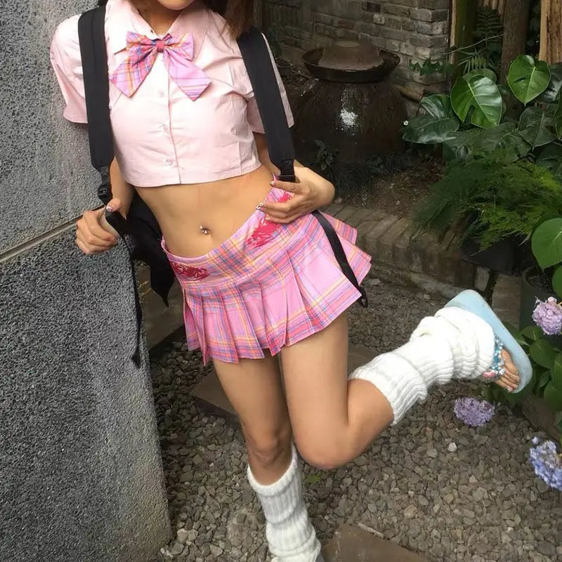 Harajuku Y2K Aesthetic Tartan Hot Pink Plaid Skirt - Bottoms - Skirts - 2 - 2024