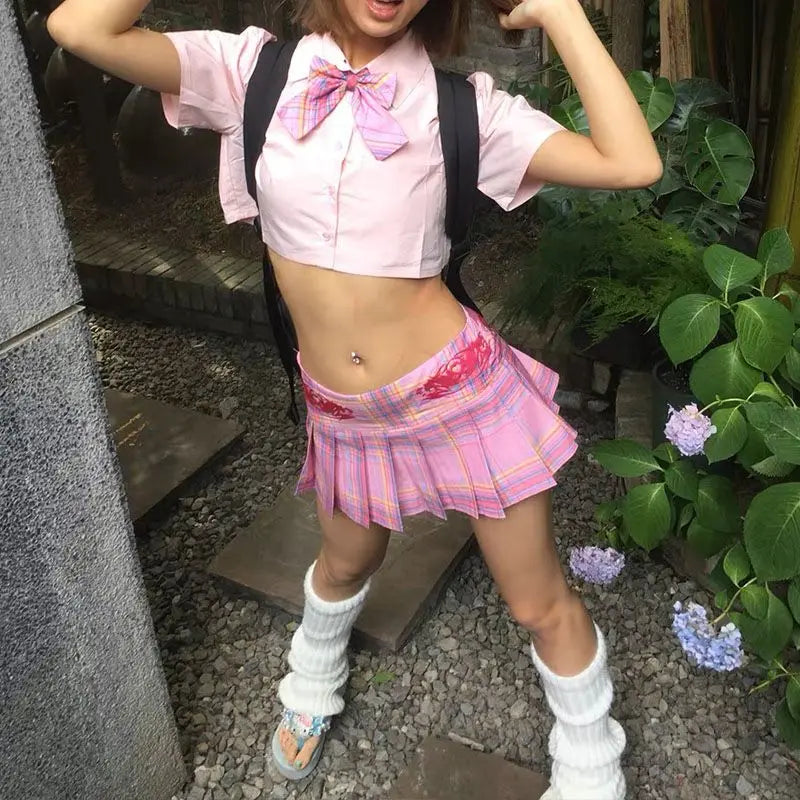 Harajuku Y2K Aesthetic Tartan Hot Pink Plaid Skirt - Bottoms - Skirts - 9 - 2024