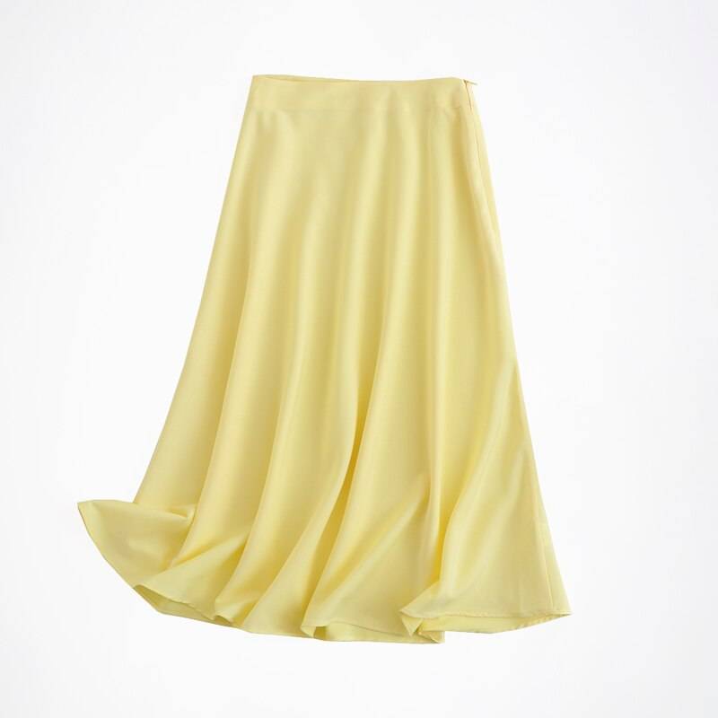 High-rise A-line Satin Skirt - Yellow / L - Bottoms - Clothing - 16 - 2024