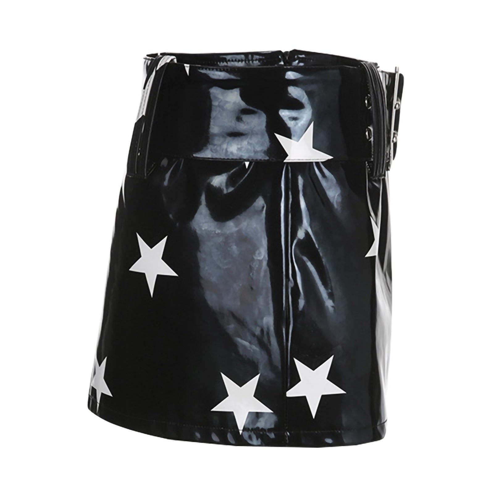 High Street Star Print Glossy Leather Skirts - Bottoms - Shirts & Tops - 5 - 2024
