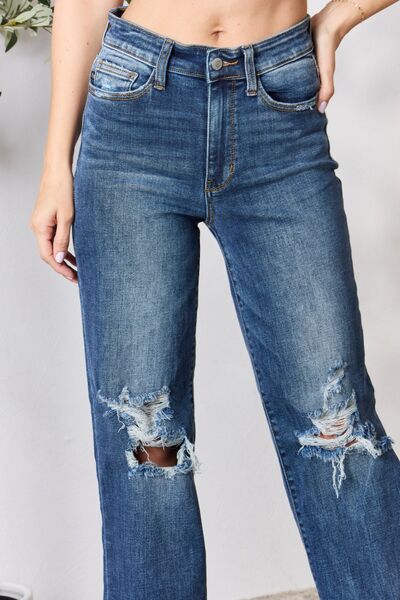 High Waist 90’s Distressed Straight Jeans - Bottoms - Pants - 8 - 2024