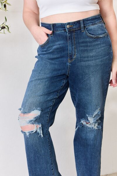 High Waist 90’s Distressed Straight Jeans - Bottoms - Pants - 4 - 2024