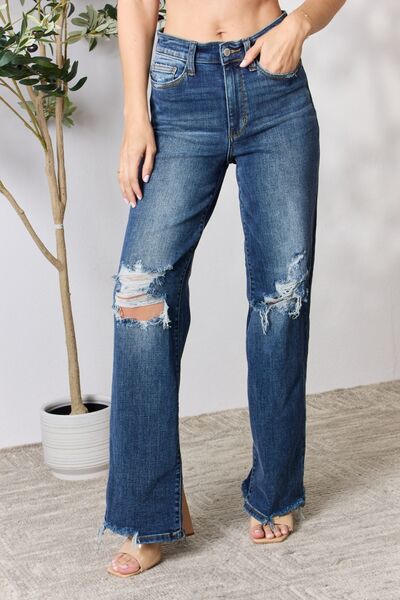 High Waist 90’s Distressed Straight Jeans - Bottoms - Pants - 5 - 2024
