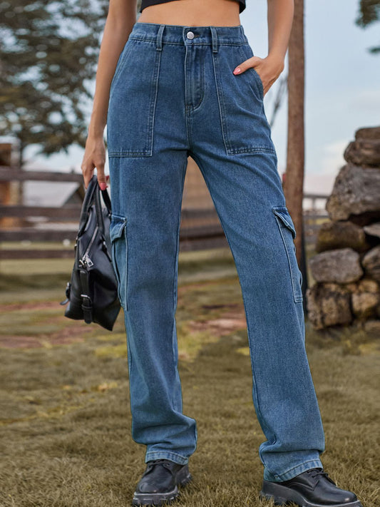 High Waist Cargo Jeans - Medium / S - Bottoms - Pants - 1 - 2024