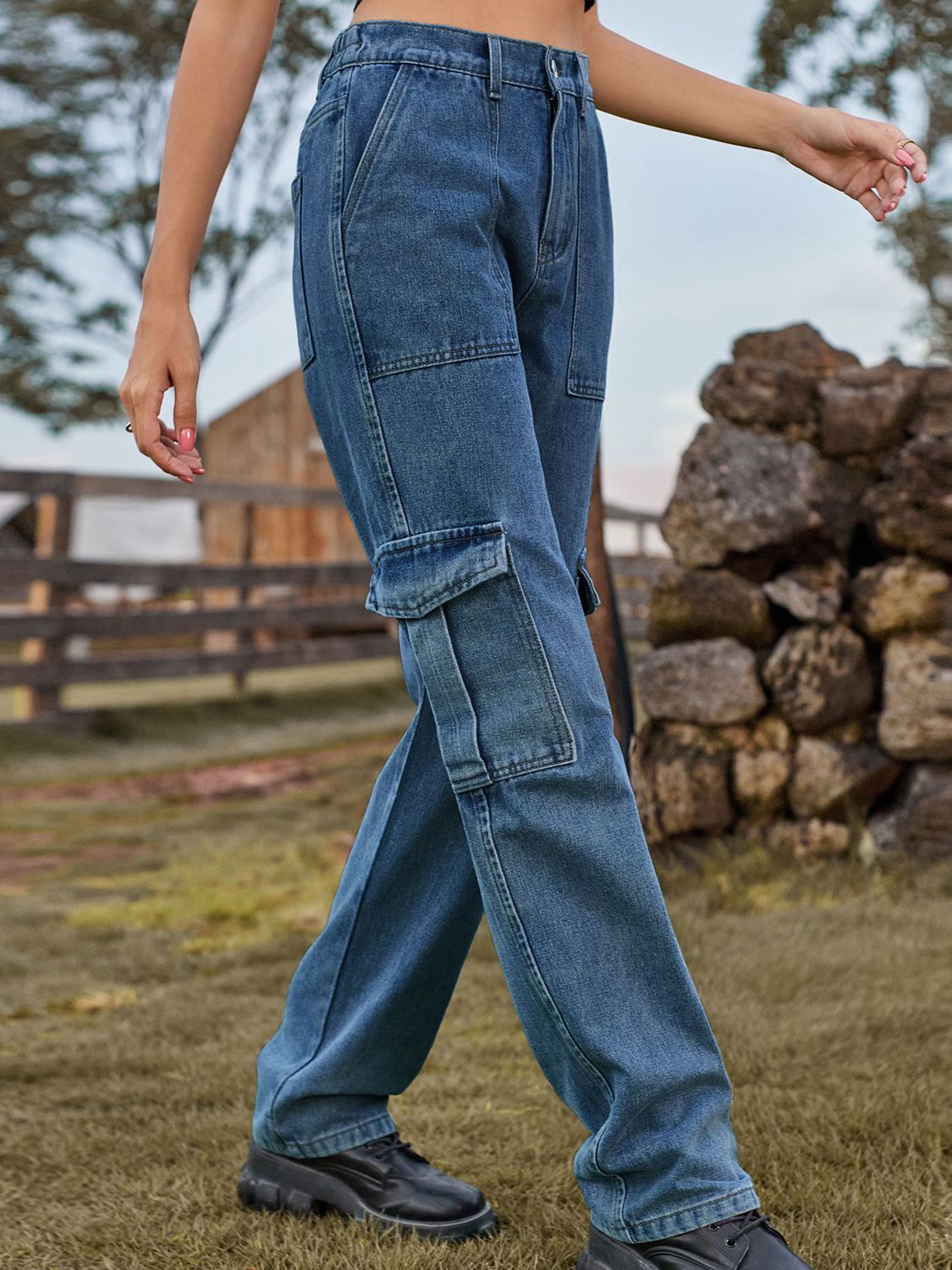 High Waist Cargo Jeans - Bottoms - Pants - 3 - 2024