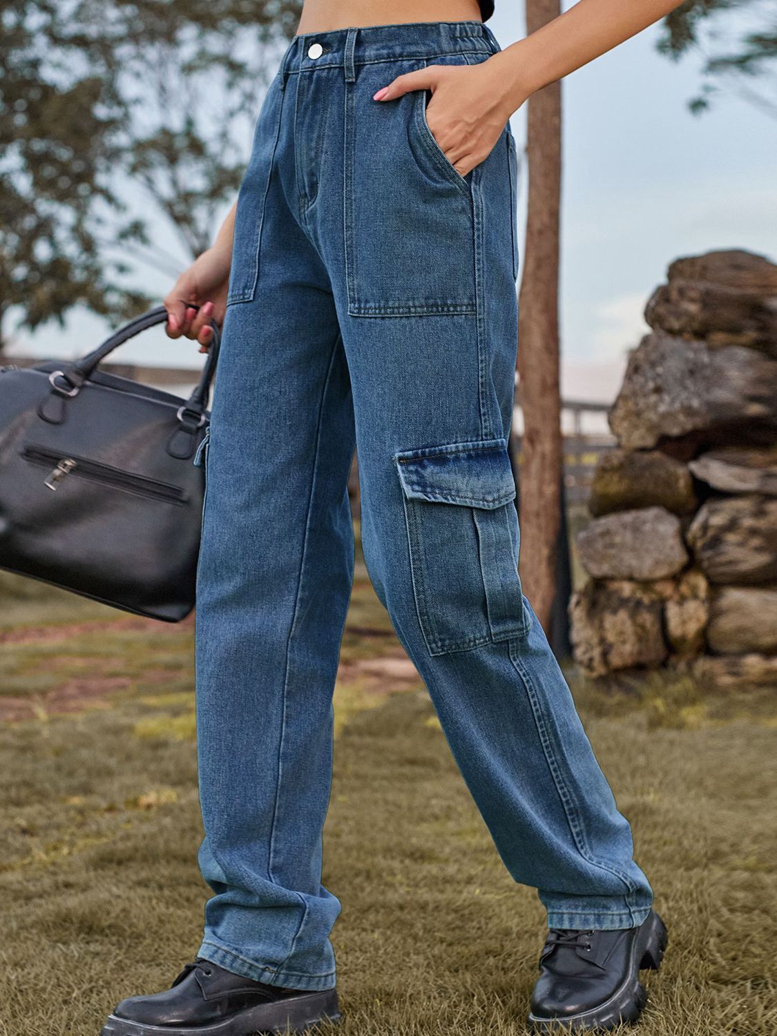 High Waist Cargo Jeans - Bottoms - Pants - 4 - 2024