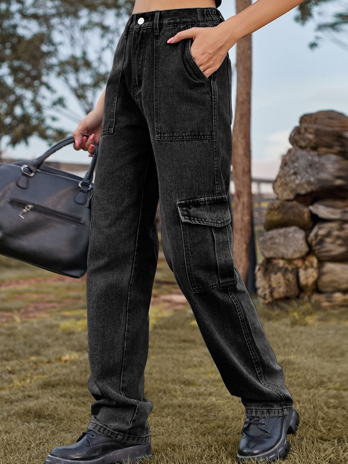 High Waist Cargo Jeans - Bottoms - Pants - 6 - 2024