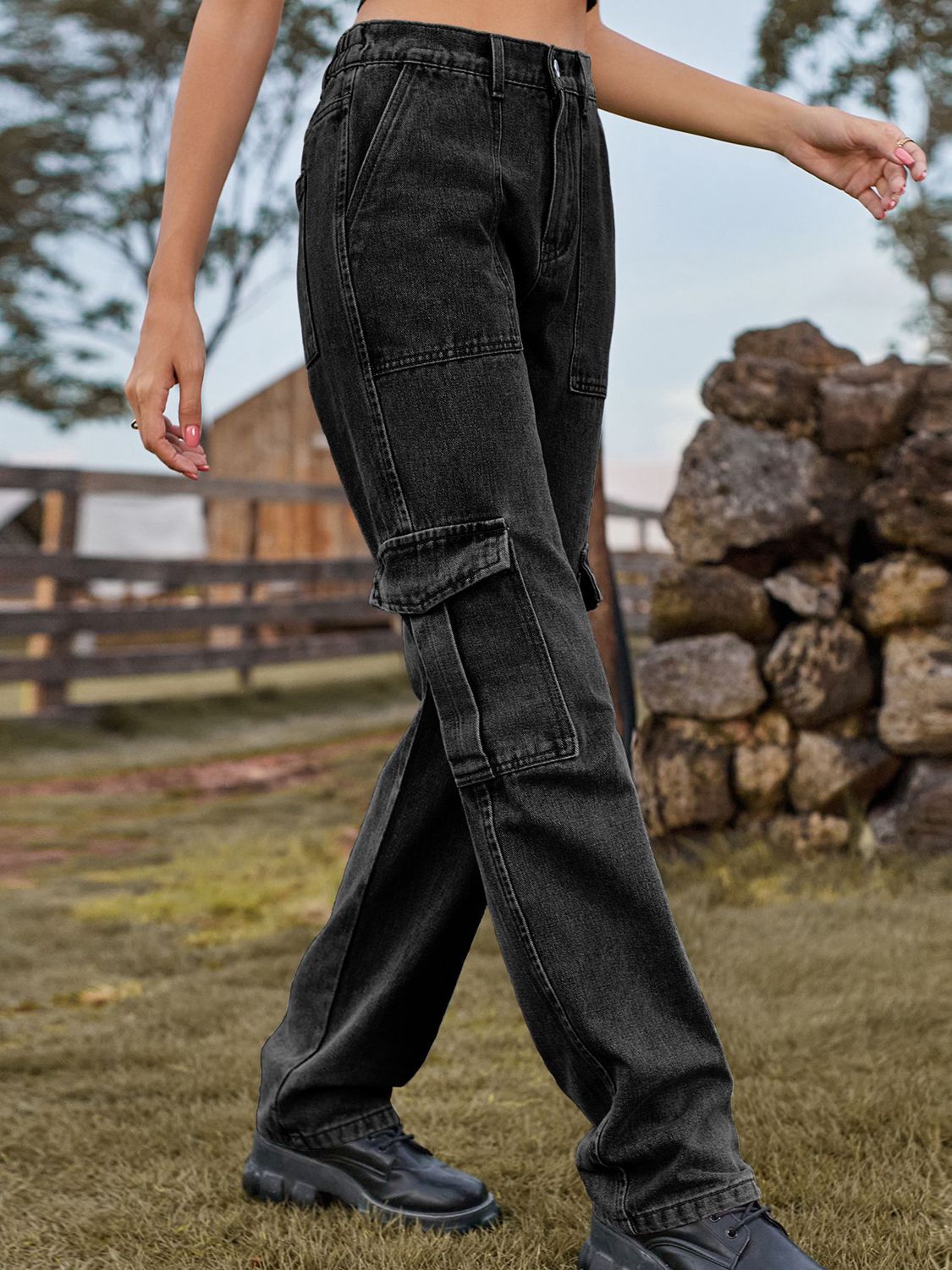 High Waist Cargo Jeans - Bottoms - Pants - 7 - 2024