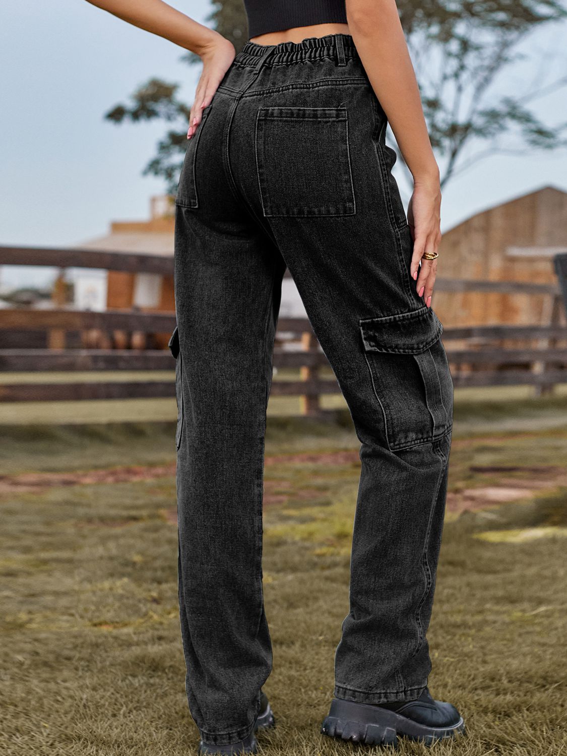 High Waist Cargo Jeans - Bottoms - Pants - 8 - 2024