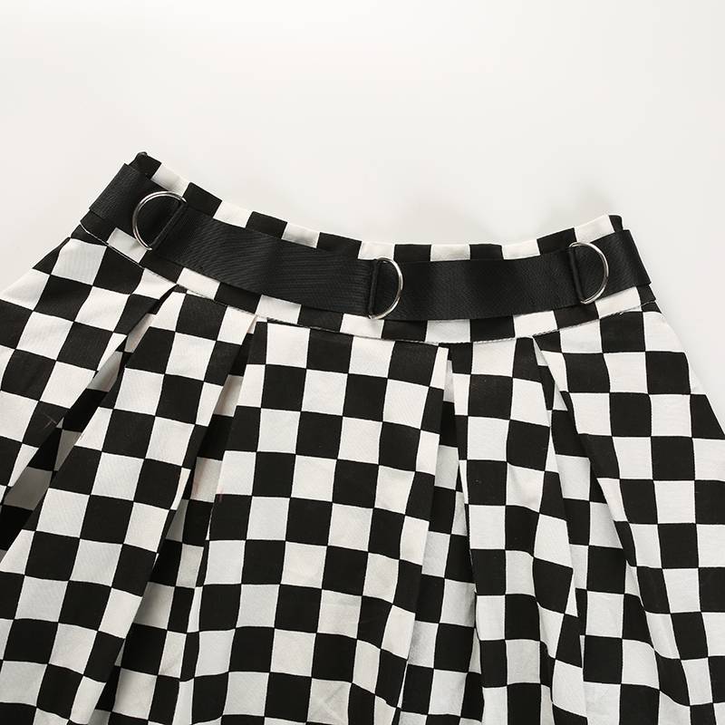 High Waist Checkerboard Skirt - Bottoms - Skirts - 12 - 2024