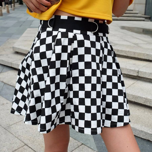 High Waist Checkerboard Skirt - Checkered / M - Bottoms - Skirts - 1 - 2024