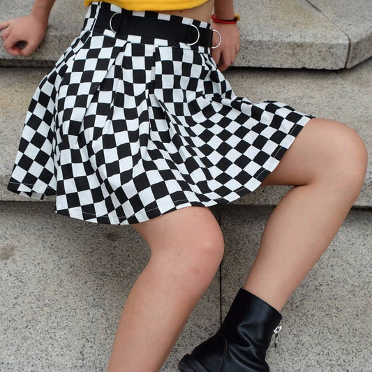 High Waist Checkerboard Skirt - Bottoms - Skirts - 2 - 2024