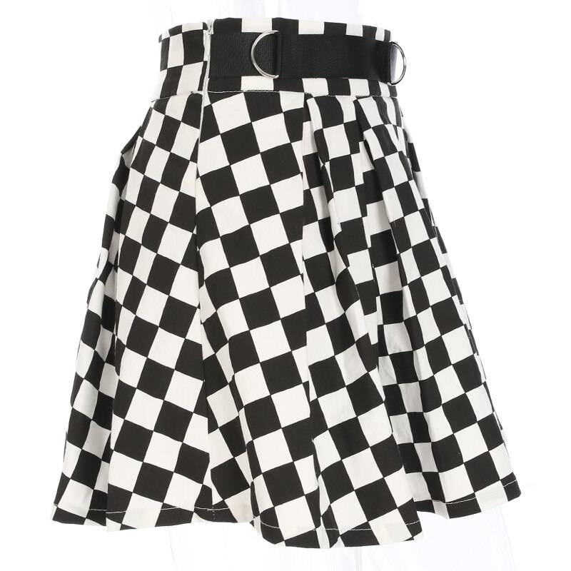 High Waist Checkerboard Skirt - Bottoms - Skirts - 9 - 2024