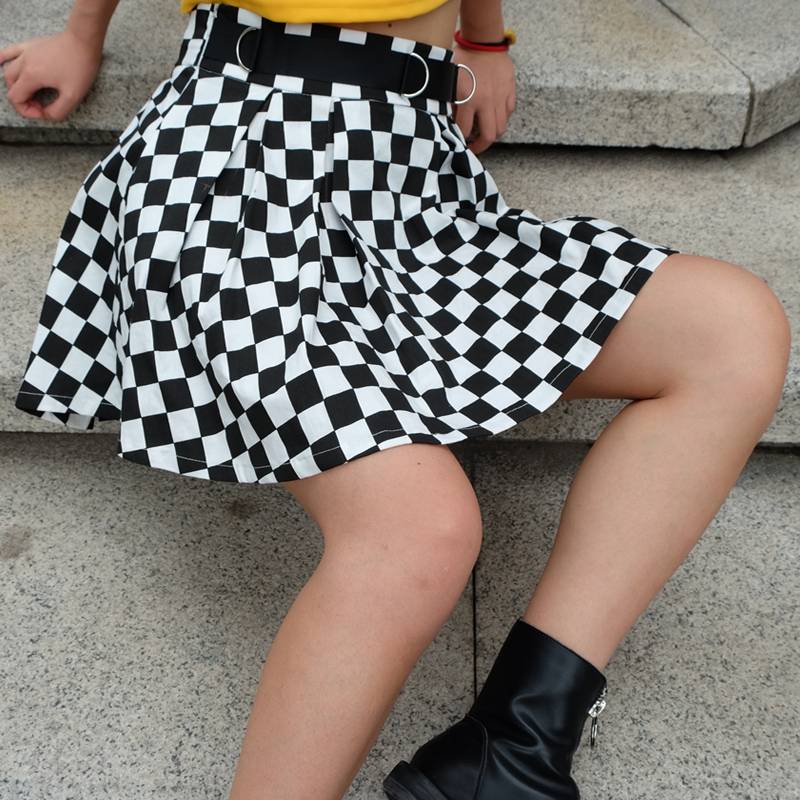 High Waist Checkerboard Skirt - Bottoms - Skirts - 6 - 2024