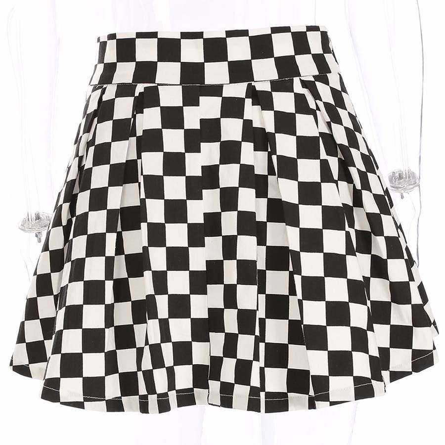 High Waist Checkerboard Skirt - Bottoms - Skirts - 4 - 2024