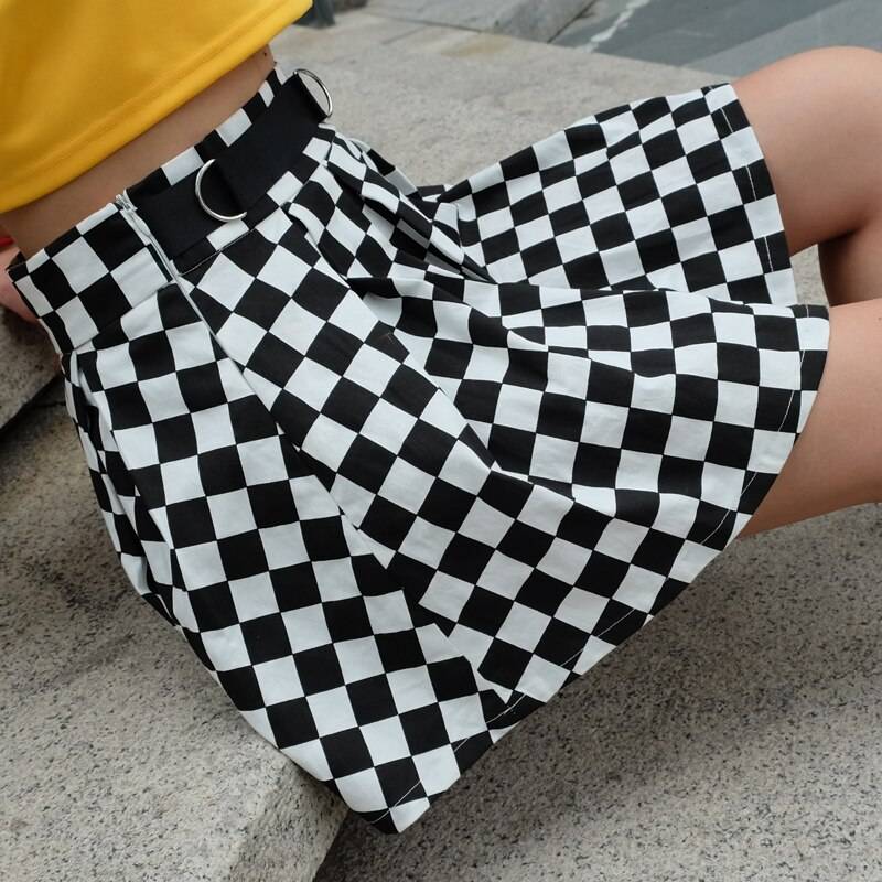 High Waist Checkerboard Skirt - Bottoms - Skirts - 7 - 2024