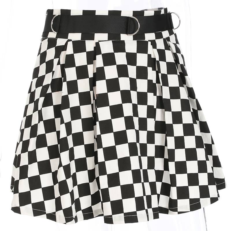 High Waist Checkerboard Skirt - Bottoms - Skirts - 8 - 2024