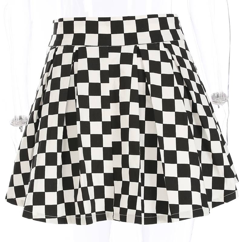 High Waist Checkerboard Skirt - Bottoms - Skirts - 10 - 2024