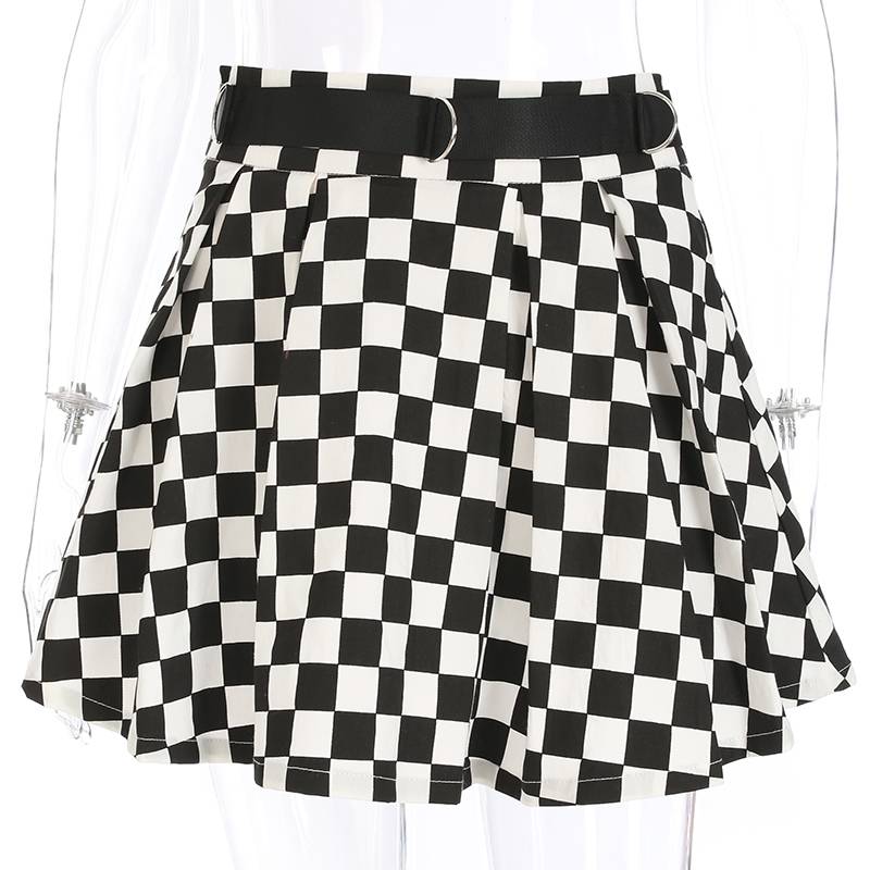High Waist Checkerboard Skirt - Bottoms - Skirts - 5 - 2024